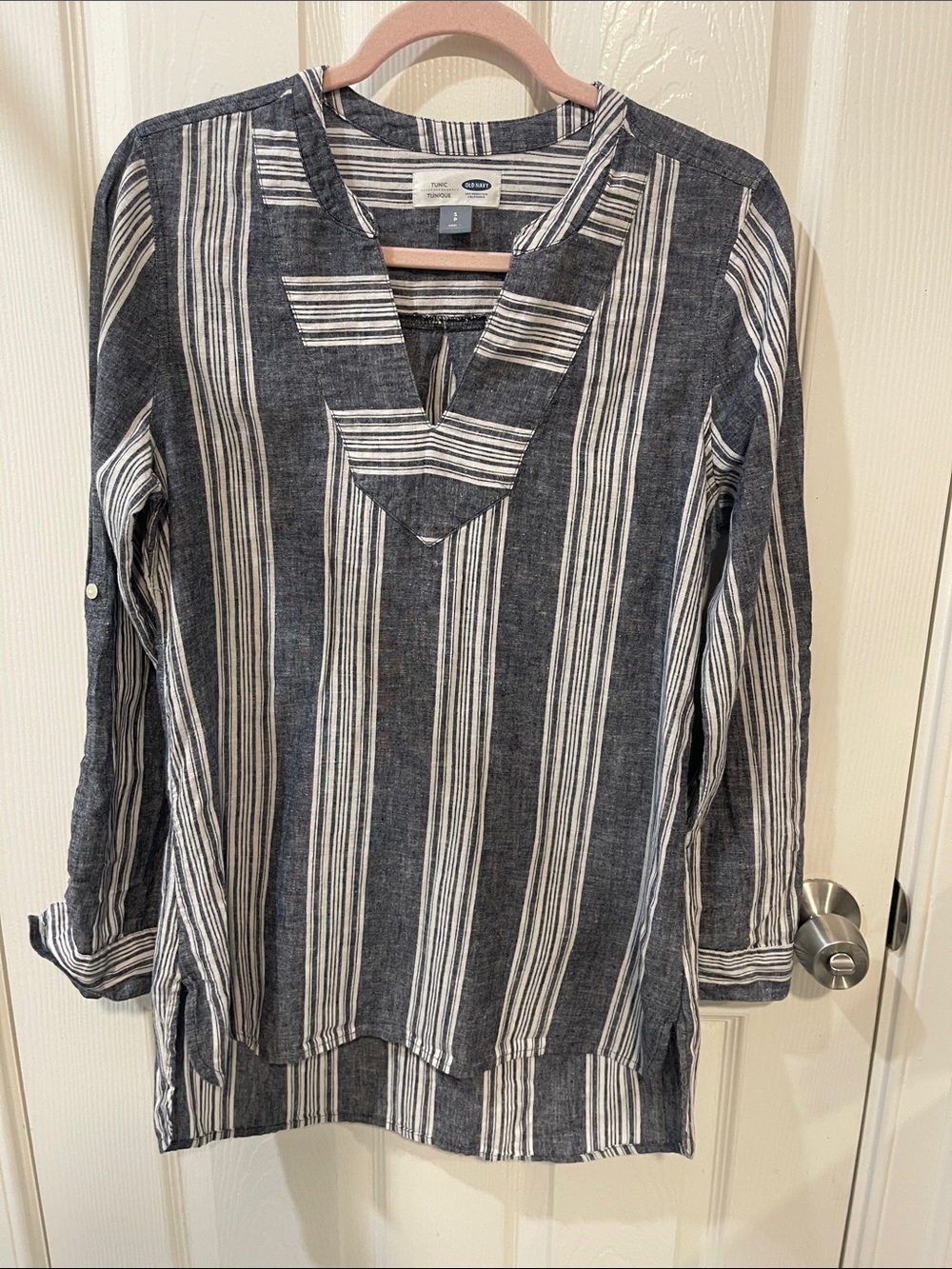 Old Navy Navy & White Striped Popover Tunic